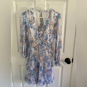 Light blue and orange flora dress